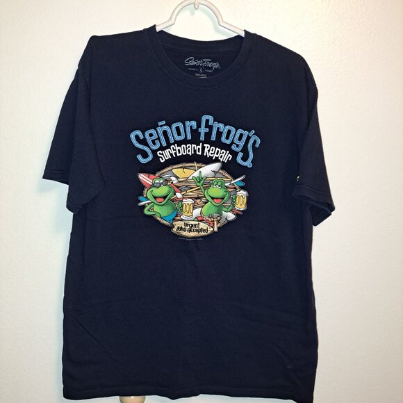Senor Frog’s (Surfboard Repair) Navy Blue Large  Short Sleeve T Shirt - Picture 9 of 9
